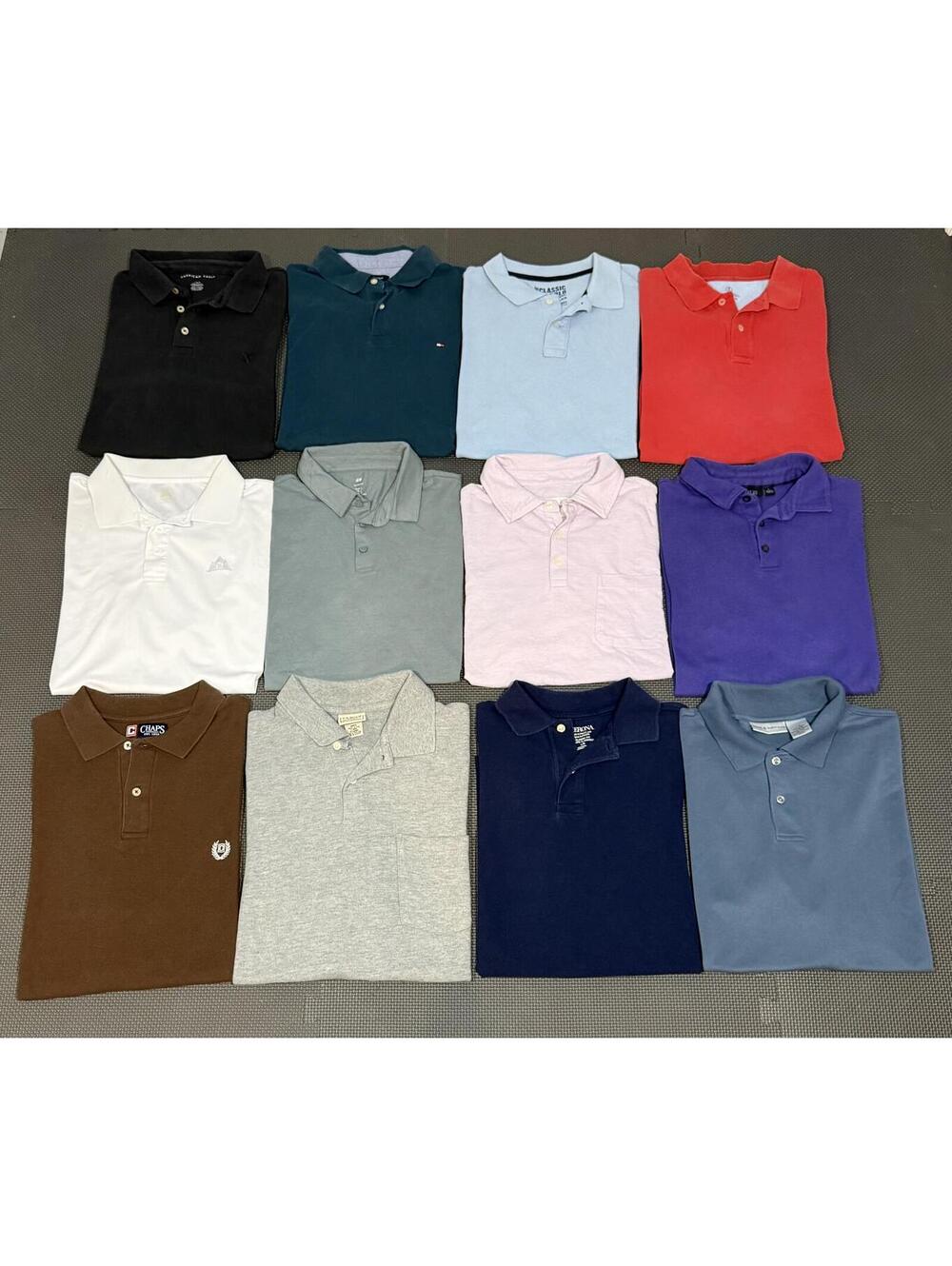 Lot of Bundle of 31 Assorted Men’s Size Large Short Sleeve Polo Collared Shirts!